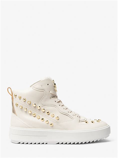 michael michael kors emmett studded stripe leather high-top sneaker|michael kors wikipedia.